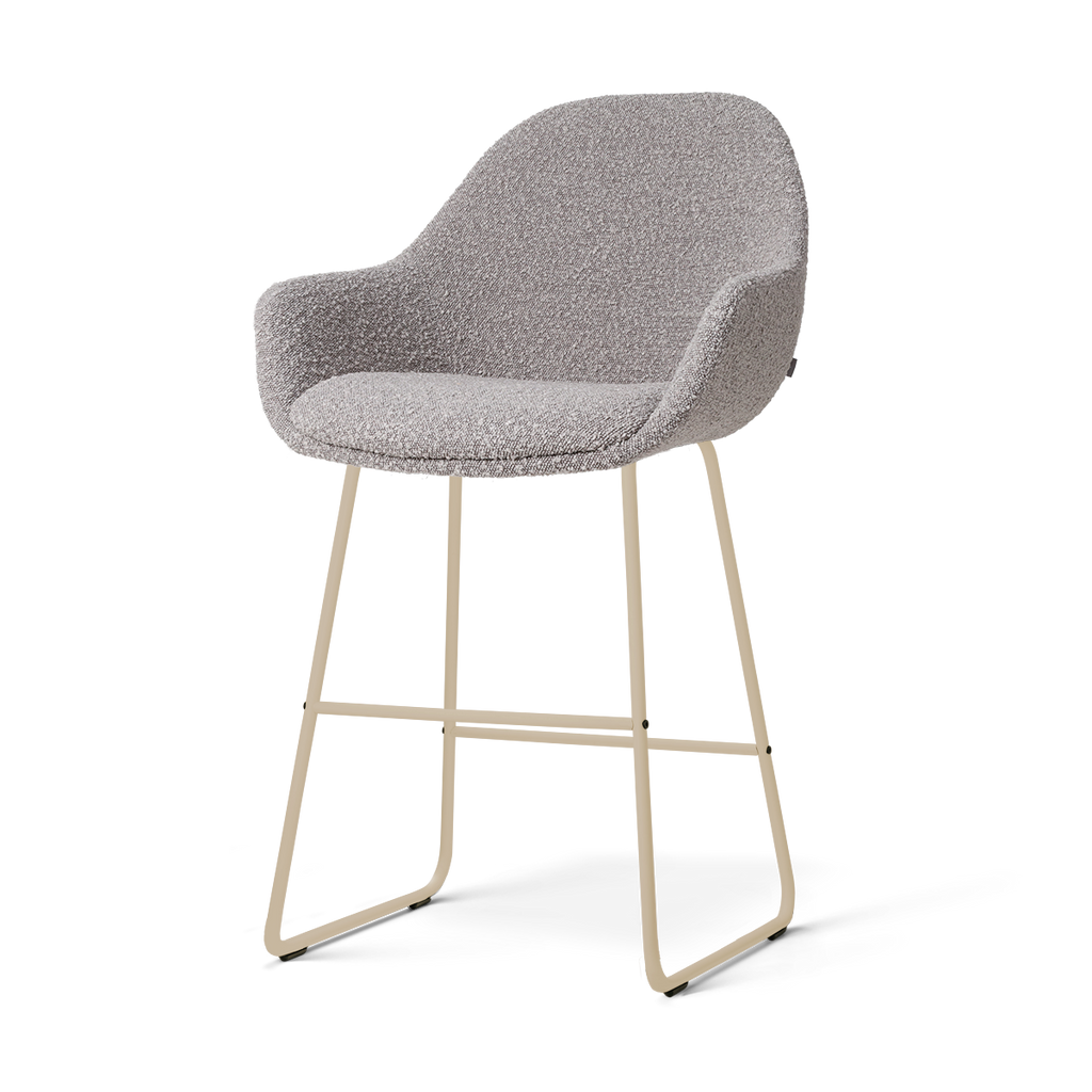 Nino-Mae barkruk bouclé taupe - beige onderstel - 65 cm