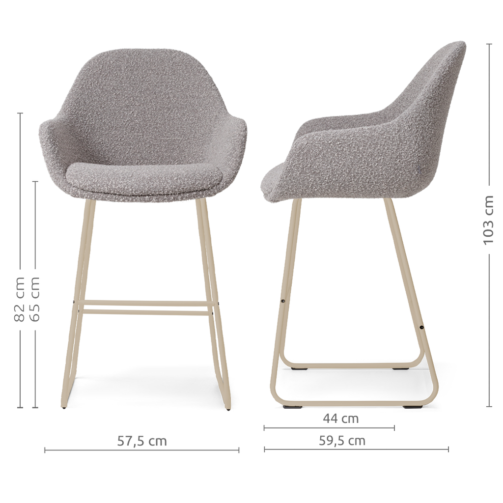 Nino-Mae barkruk bouclé taupe - beige onderstel - 65 cm
