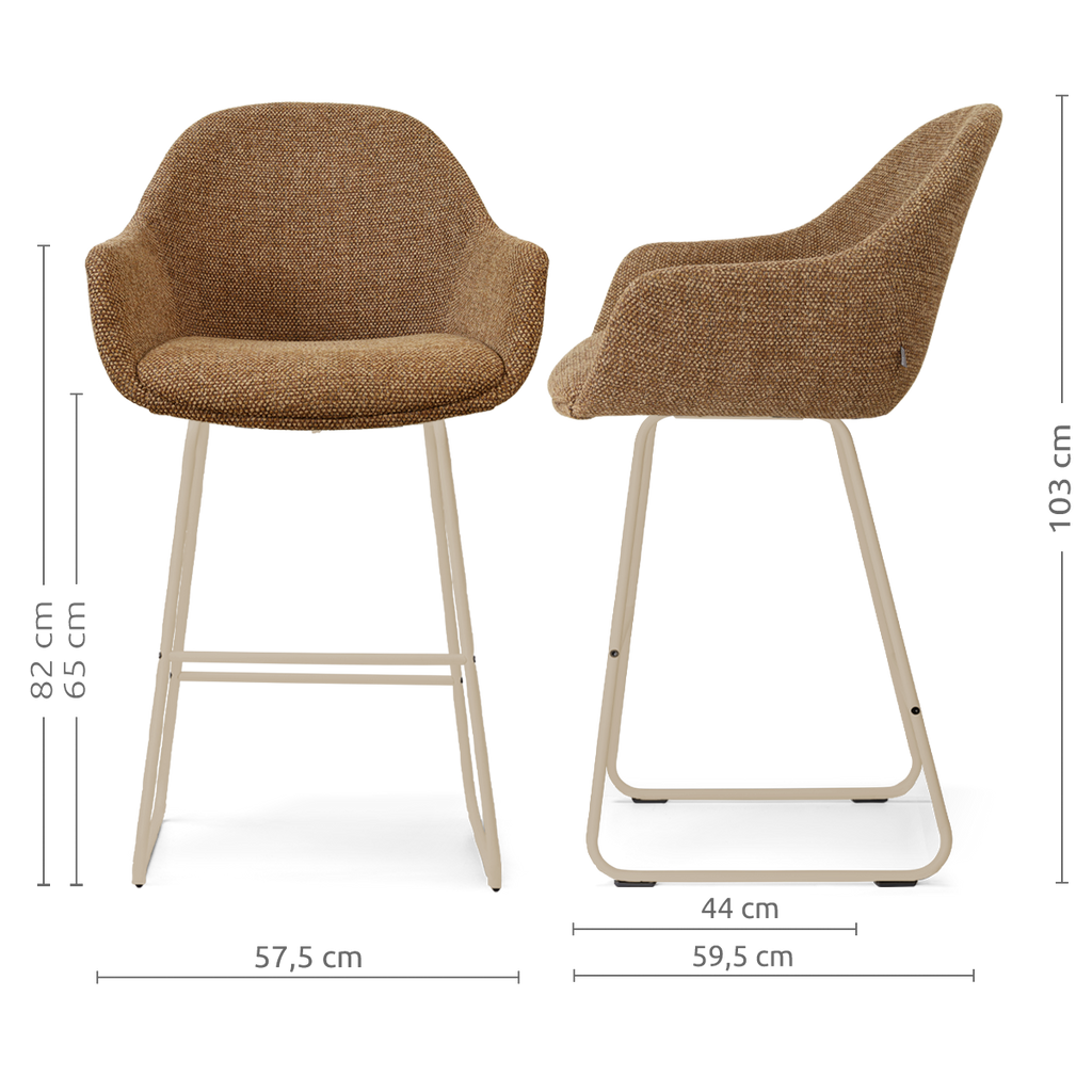 Nino-Mae barkruk bruin blend - beige onderstel - 65 cm