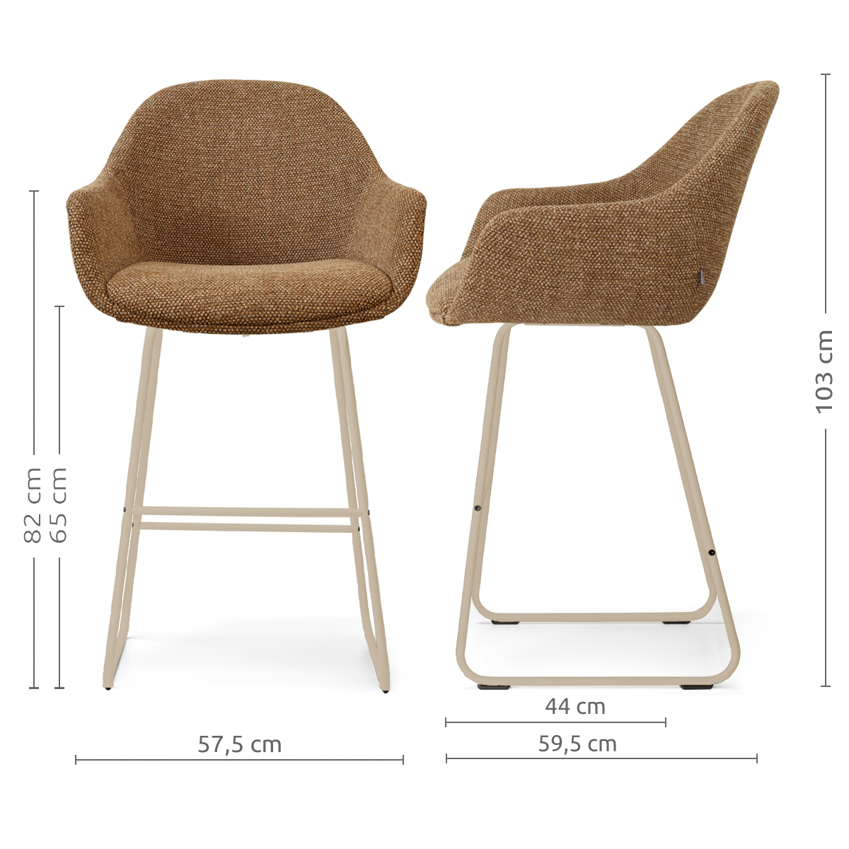 Nino-Mae barkruk bruin blend - beige onderstel - 65 cm