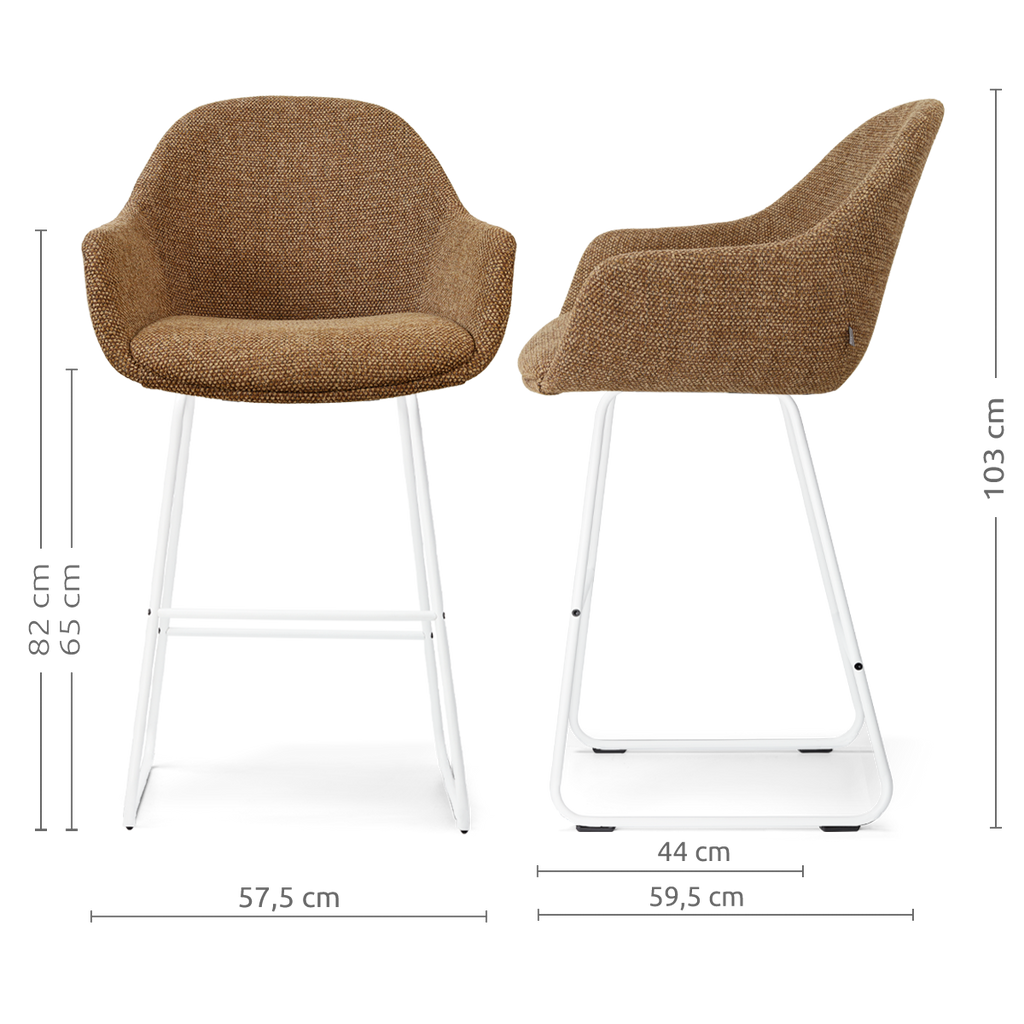 Nino-Mae barkruk bruin blend - wit onderstel - 65 cm