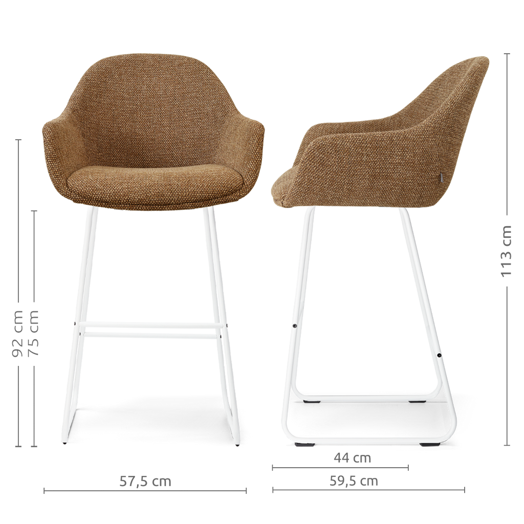 Nino-Mae barkruk bruin blend - wit onderstel - 75 cm