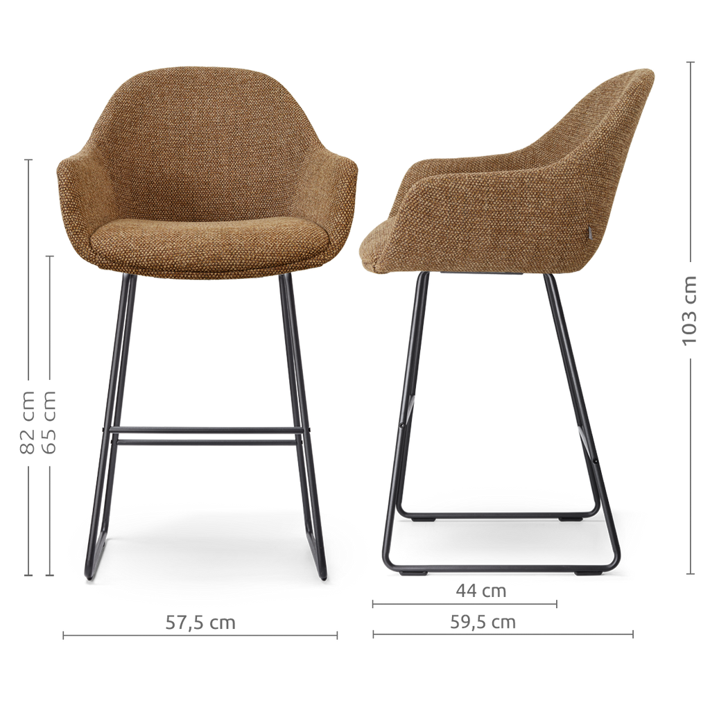 Nino-Mae barkruk bruin blend - zwart onderstel - 65 cm