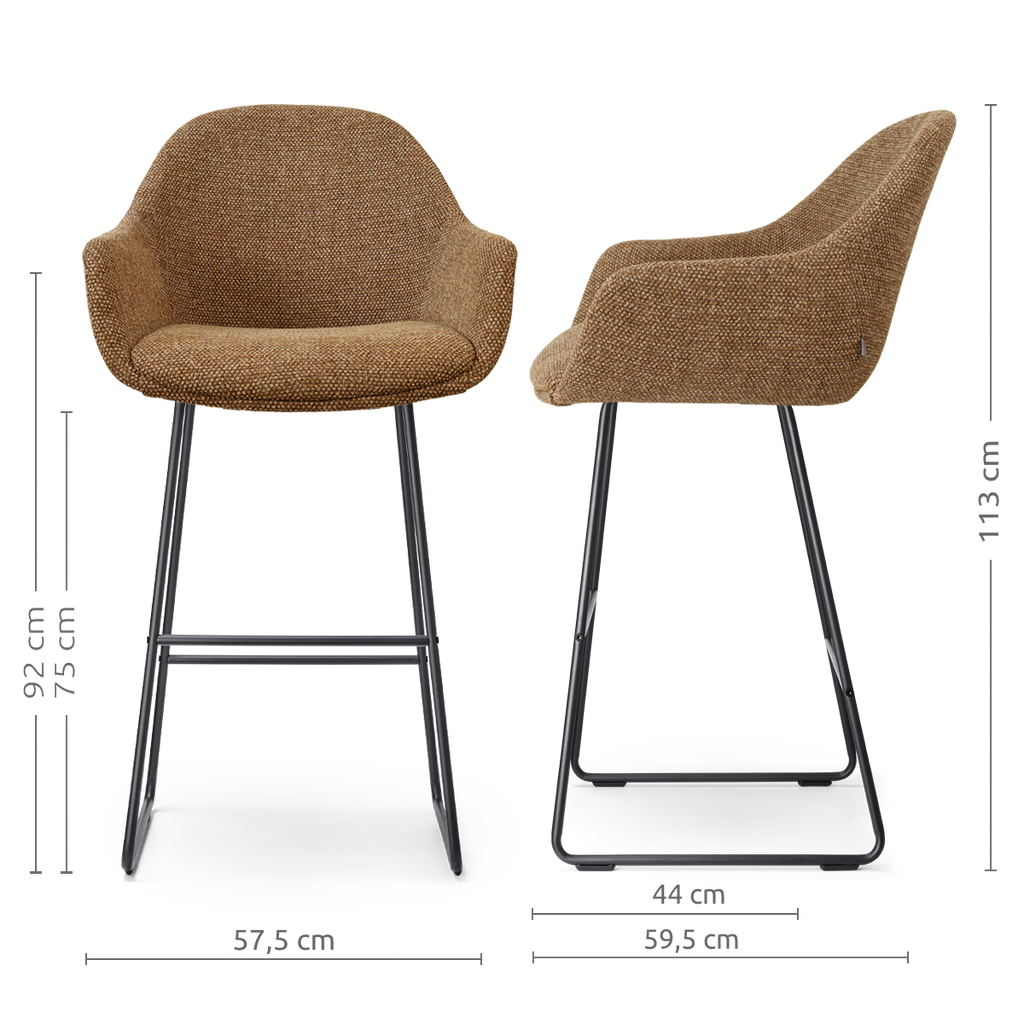 Nino-Mae barkruk bruin blend - zwart onderstel - 75 cm