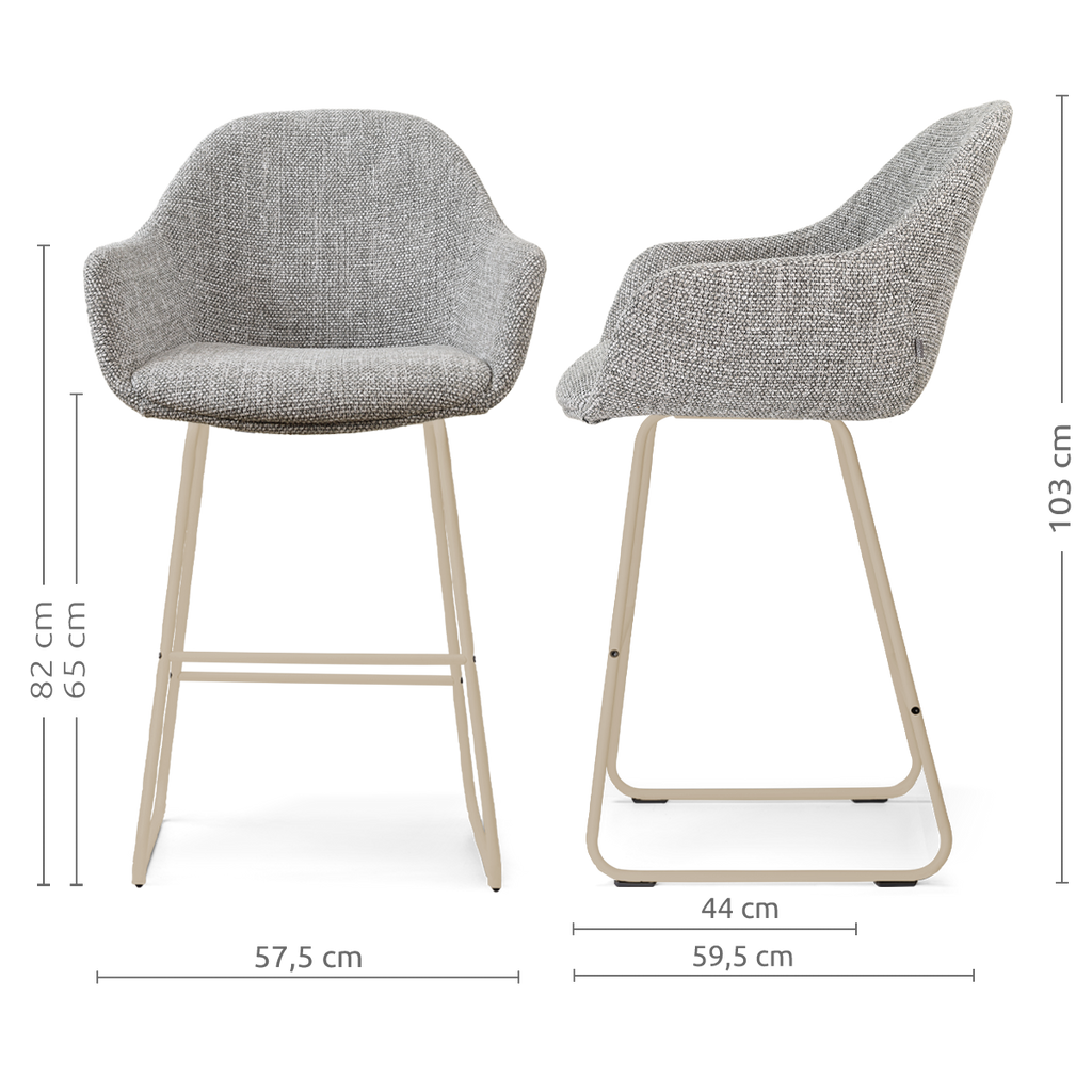 Nino-Mae barkruk grijs blend - beige onderstel - 65 cm