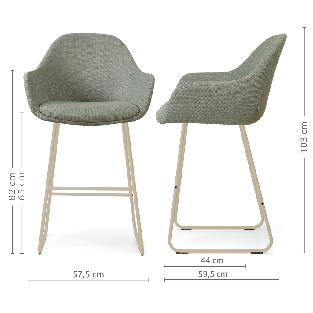 Nino-Mae barkruk saliegroen - beige onderstel - 65 cm