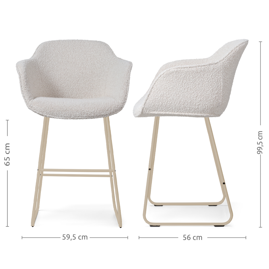 Nino-Mare barkruk bouclé beige - beige onderstel - 65 cm