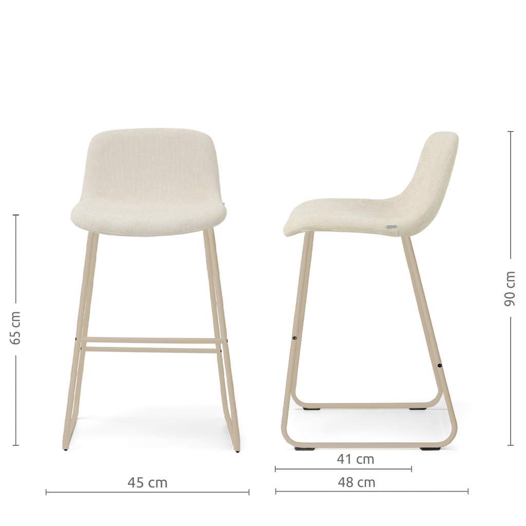 Nino-Mats barkruk cottonbeige - beige onderstel - 65 cm