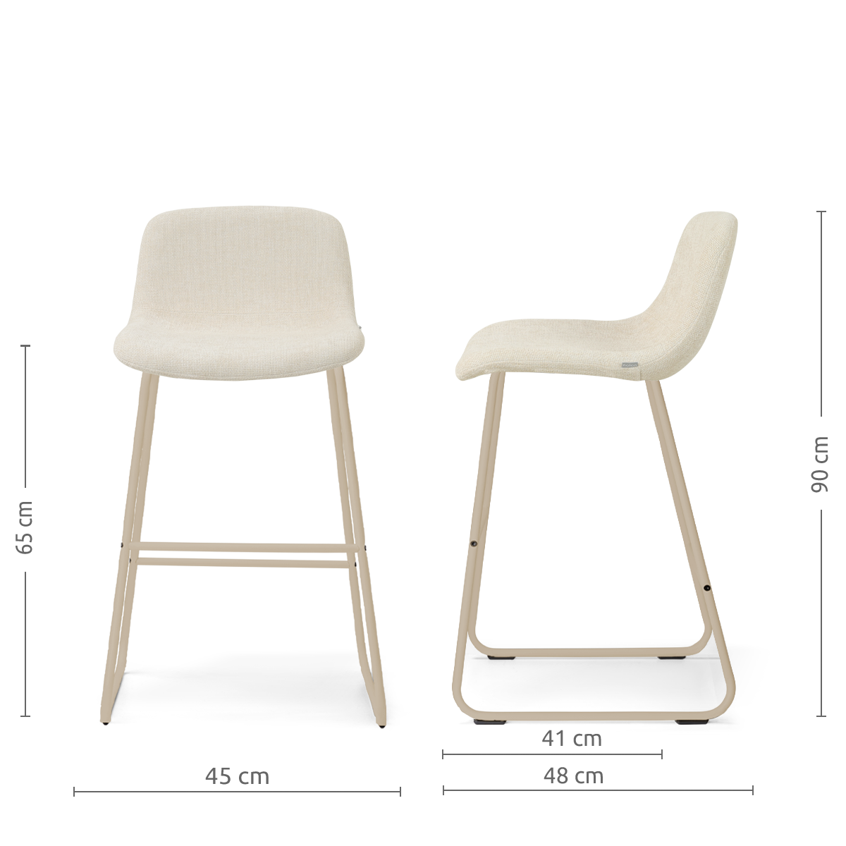 Nino-Mats barkruk cottonbeige - beige onderstel - 65 cm