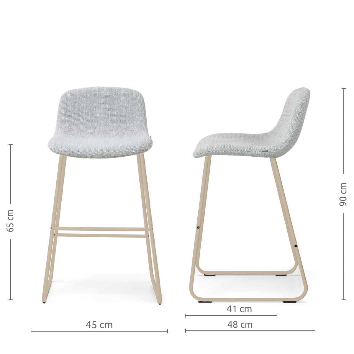 Nino-Mats barkruk grijs melange - beige onderstel - 65 cm