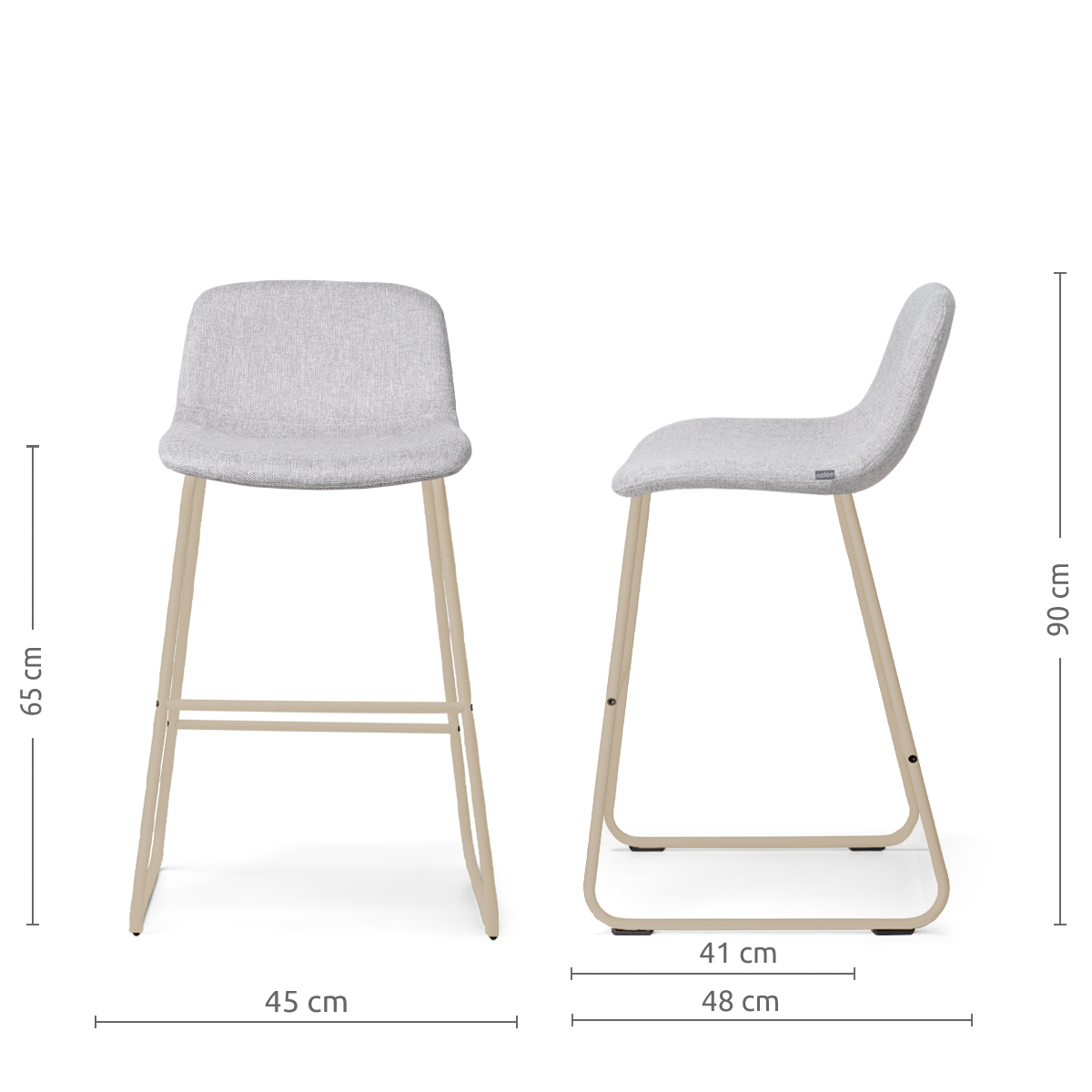 Nino-Mats barkruk lichtgrijs - beige onderstel - 65 cm