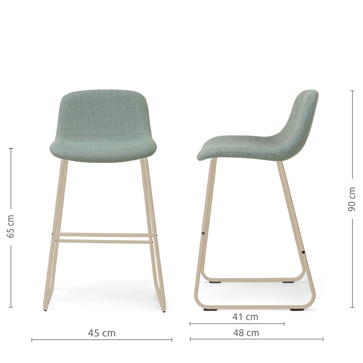 Nino-Mats barkruk saliegroen - beige onderstel - 65 cm