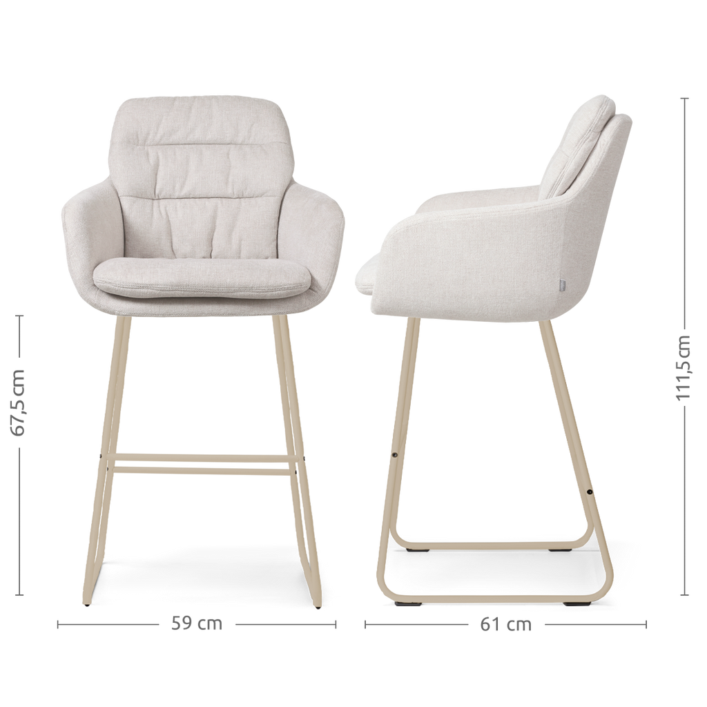 Nino-Mia barkruk beige - beige onderstel - 65 cm