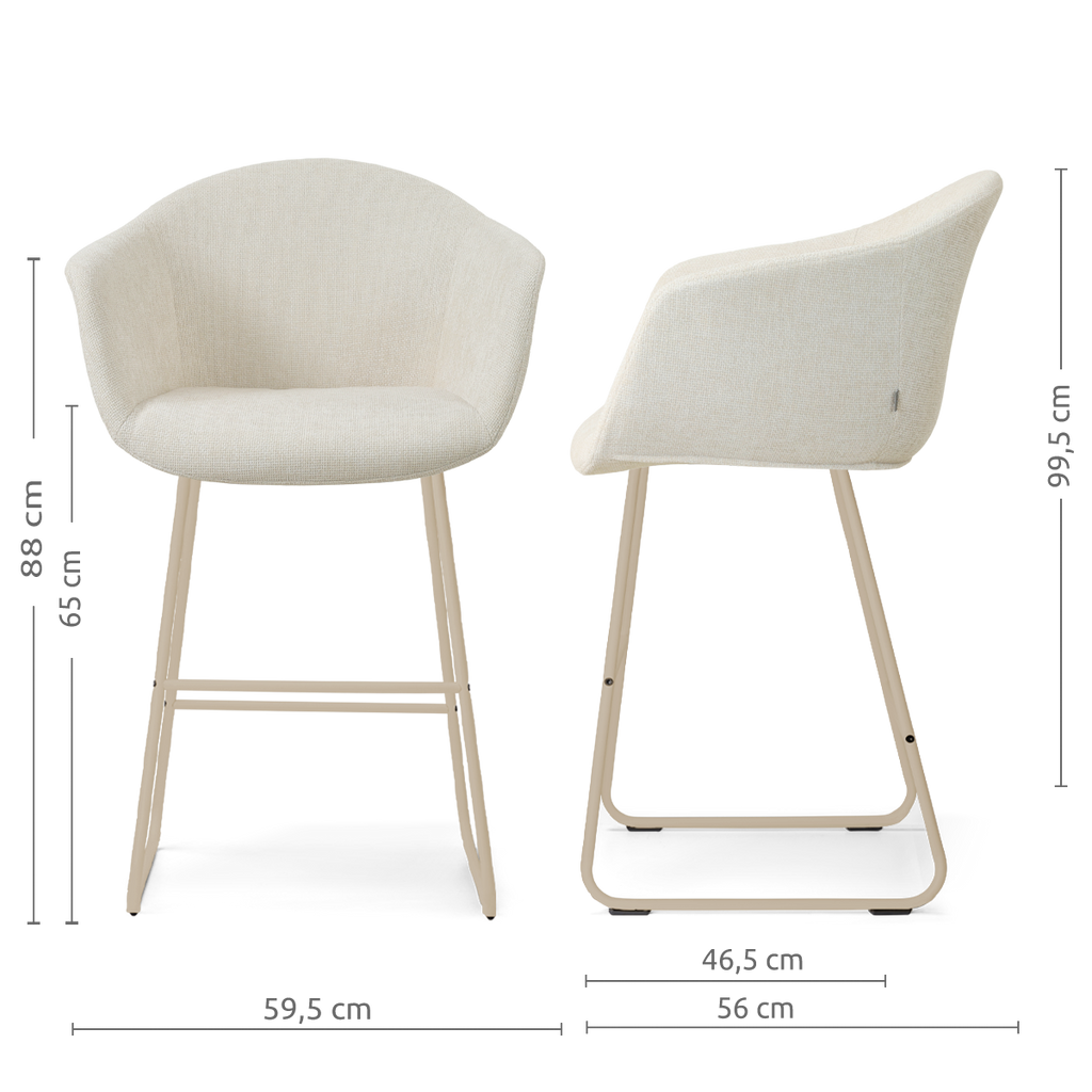 Nino-Otis barkruk cottonbeige - beige onderstel - 65 cm