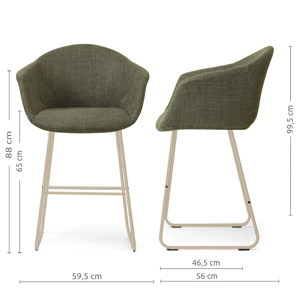 Nino-Otis barkruk forestgroen - beige onderstel - 65 cm