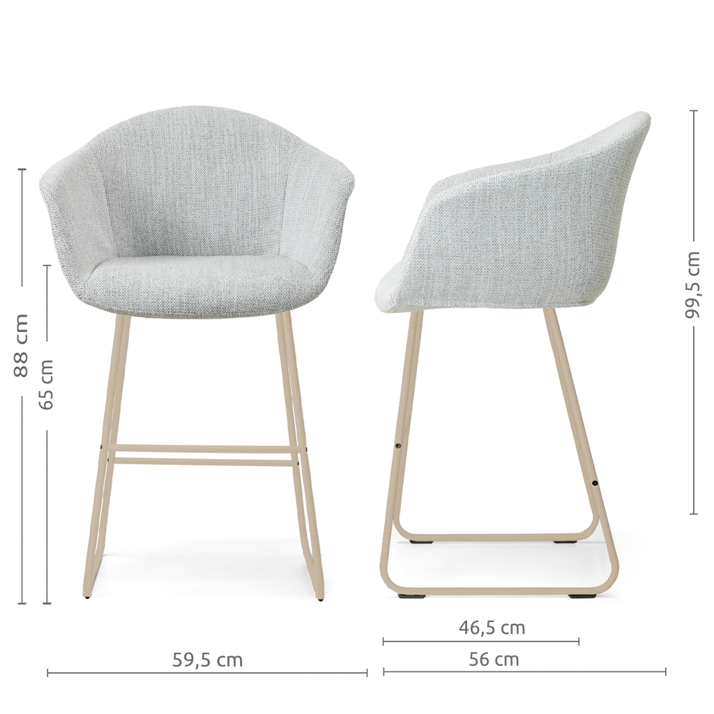 Nino-Otis barkruk grijs melange - beige onderstel - 65 cm