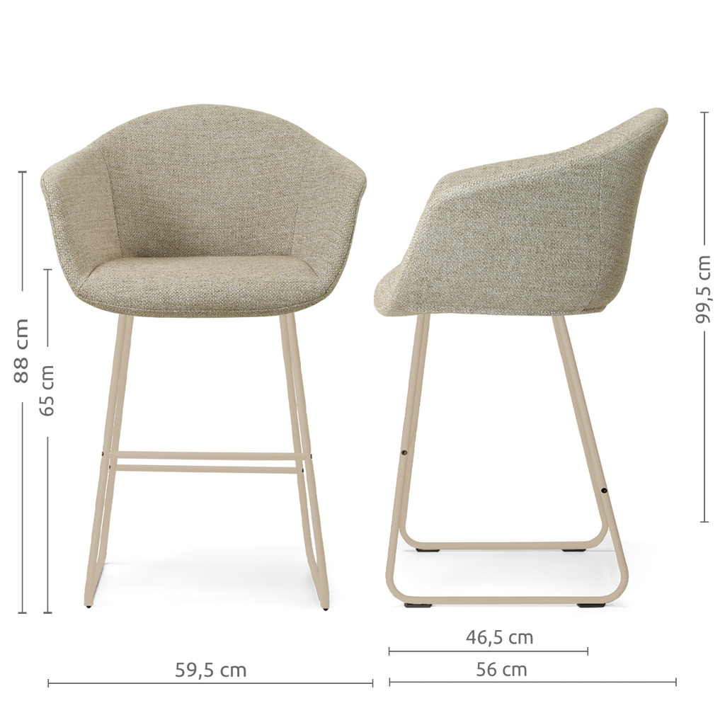 Nino-Otis barkruk taupe melange - beige onderstel - 65 cm