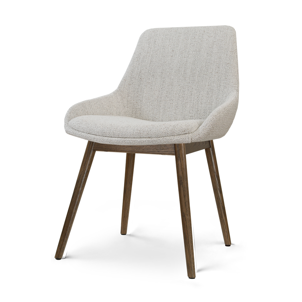 Nio-Isa eetkamerstoel beige gemêleerd - walnoot houten onderstel