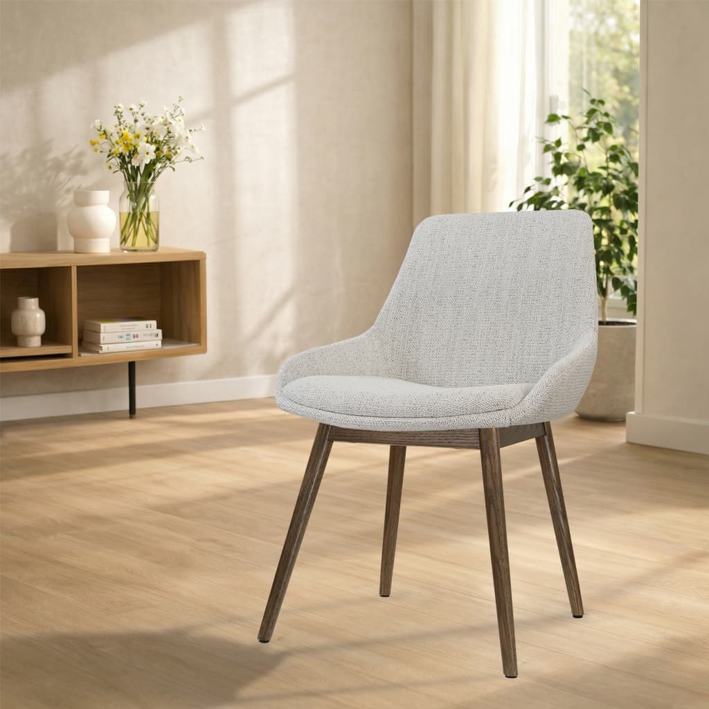 Nio-Isa eetkamerstoel beige gemêleerd - walnoot houten onderstel