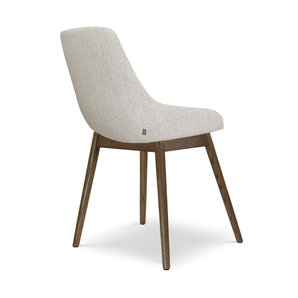 Nio-Isa eetkamerstoel beige gemêleerd - walnoot houten onderstel