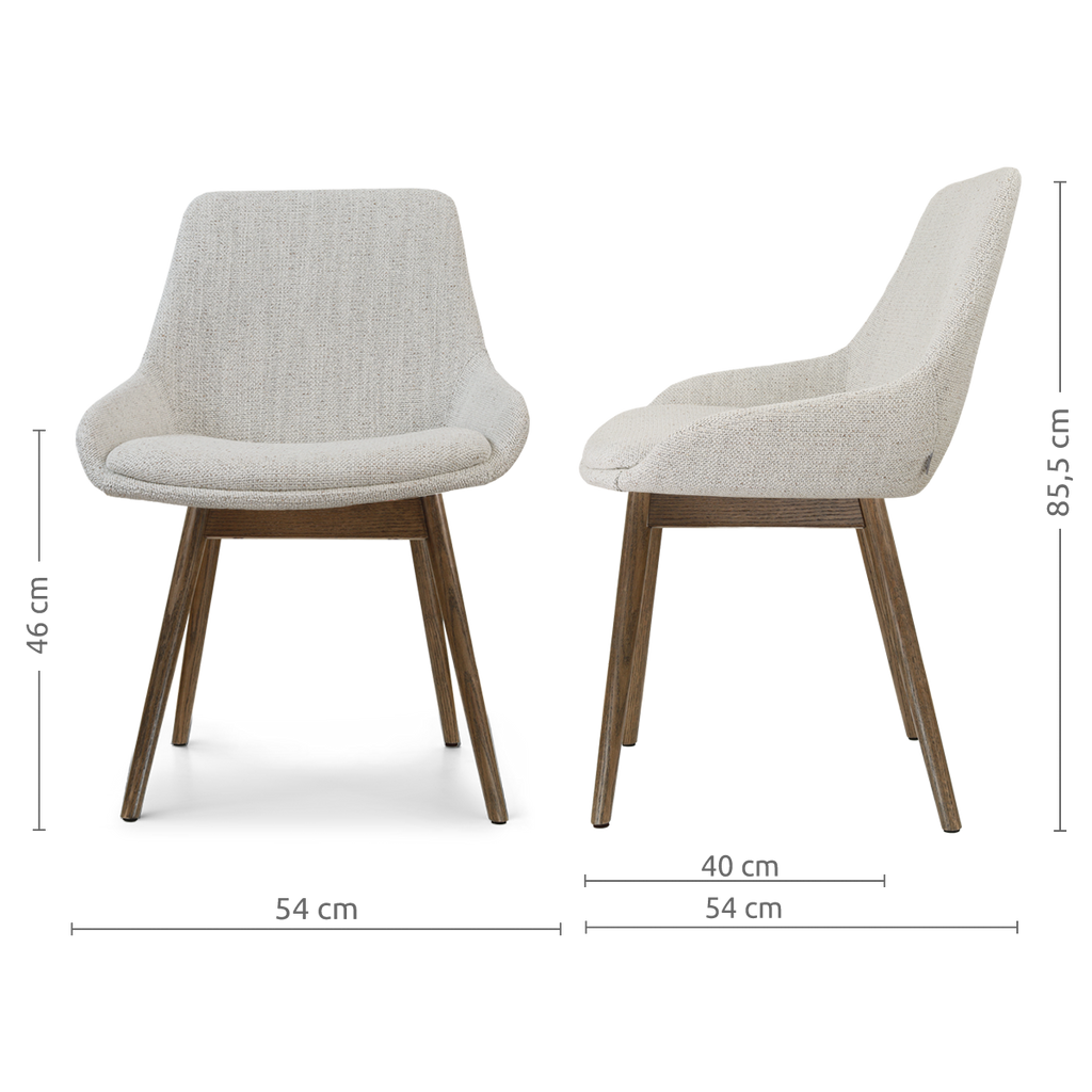 Nio-Isa eetkamerstoel beige gemêleerd - walnoot houten onderstel