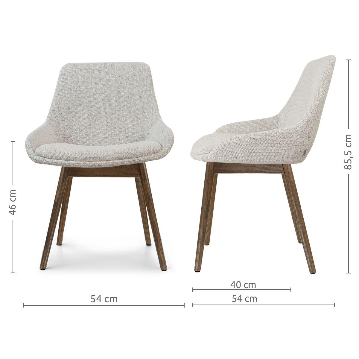 Nio-Isa eetkamerstoel beige gemêleerd - walnoot houten onderstel