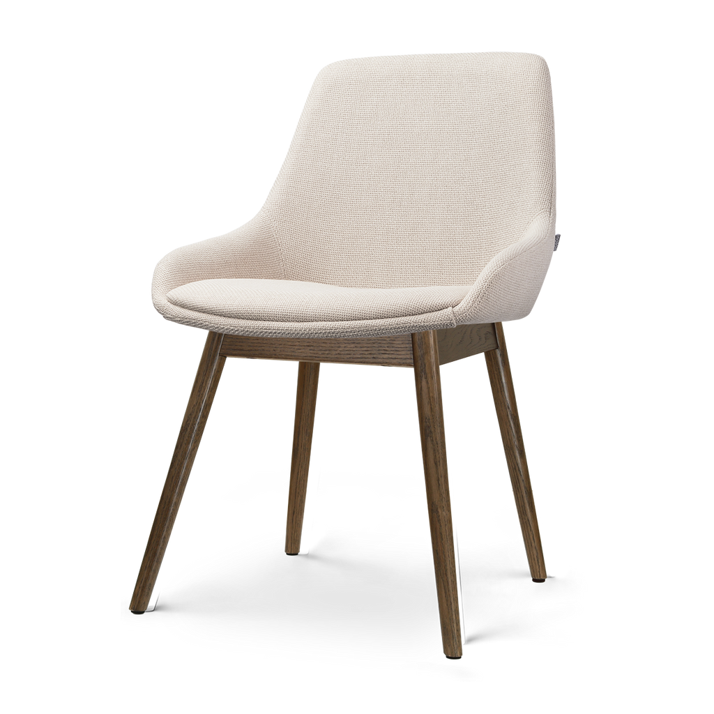 Nio-Isa eetkamerstoel beige - walnoot houten onderstel