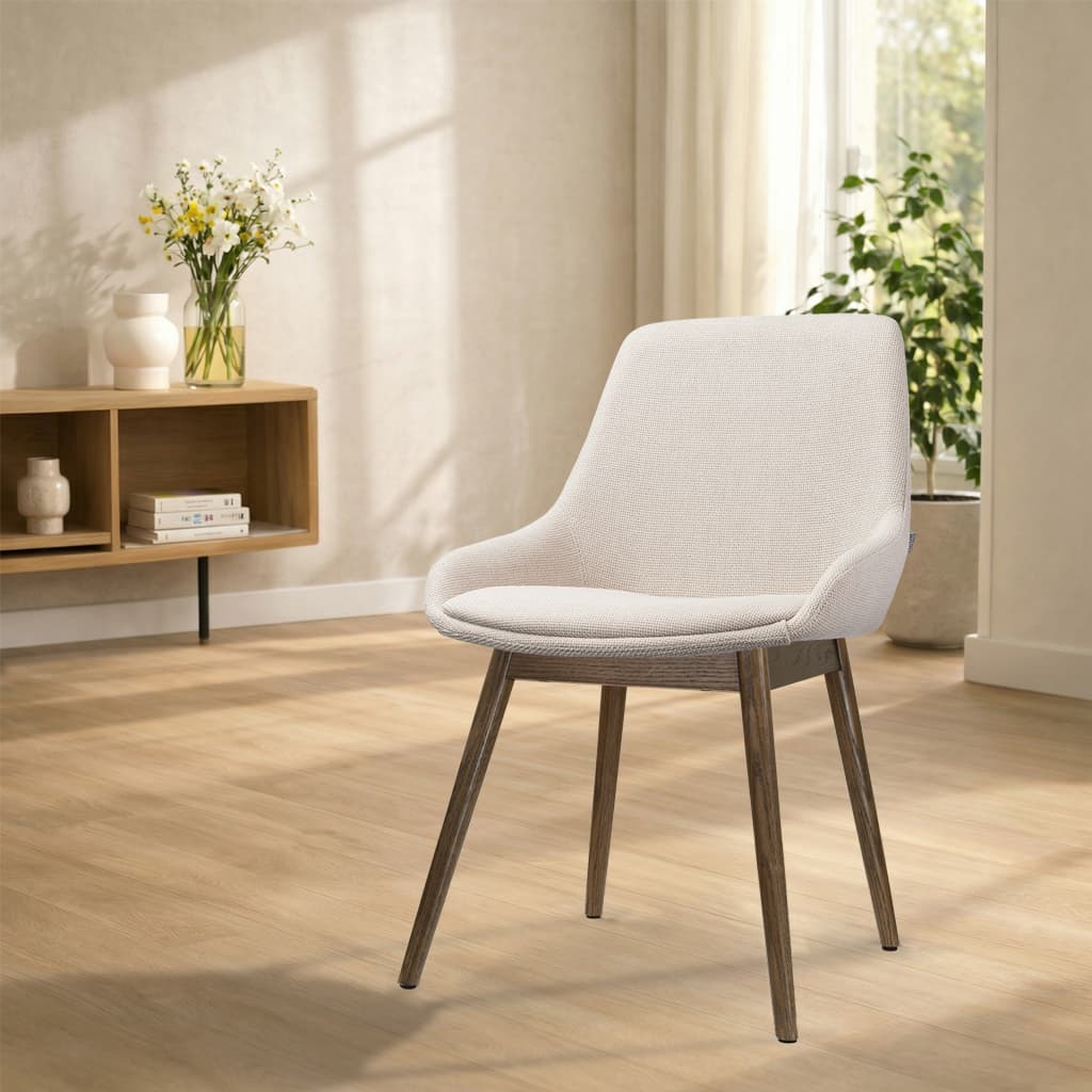 Nio-Isa eetkamerstoel beige - walnoot houten onderstel