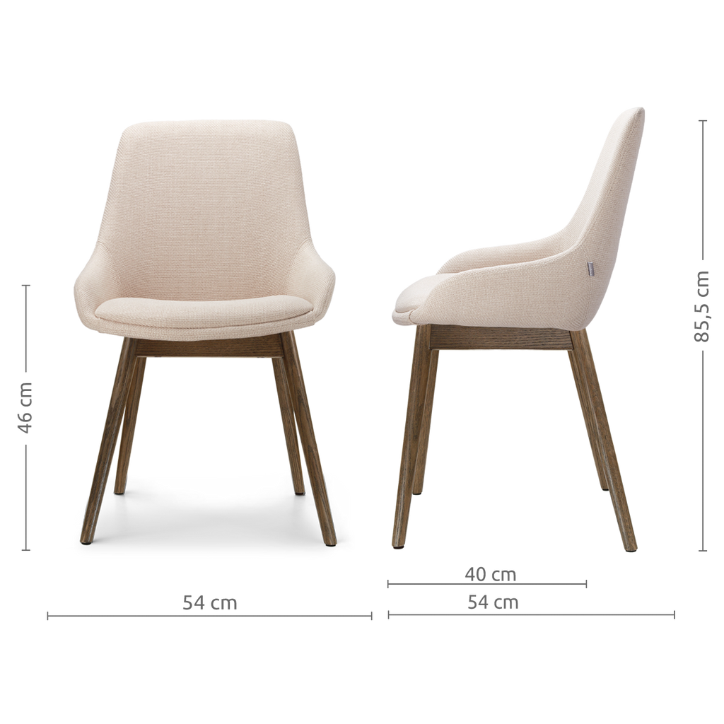 Nio-Isa eetkamerstoel beige - walnoot houten onderstel