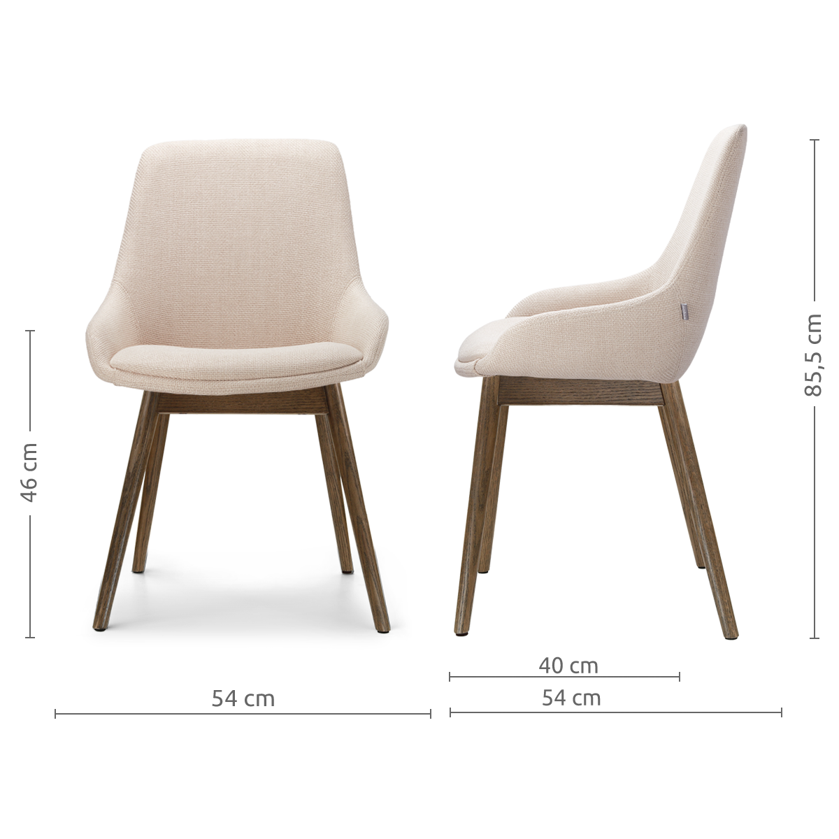 Nio-Isa eetkamerstoel beige - walnoot houten onderstel