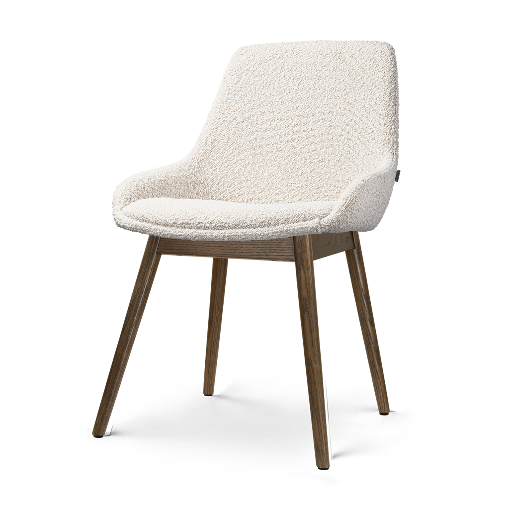 Nio-Isa eetkamerstoel bouclé beige - walnoot houten onderstel