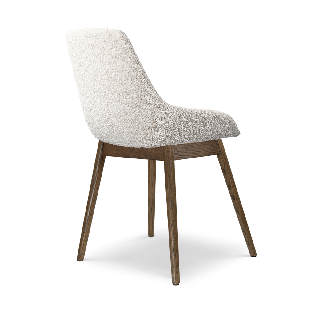 Nio-Isa eetkamerstoel bouclé beige - walnoot houten onderstel