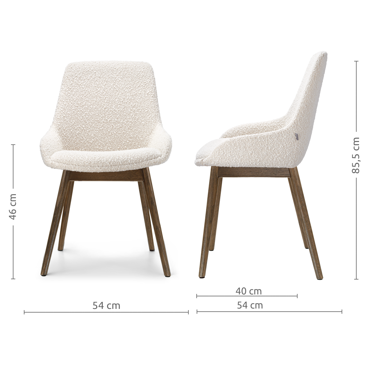 Nio-Isa eetkamerstoel bouclé beige - walnoot houten onderstel