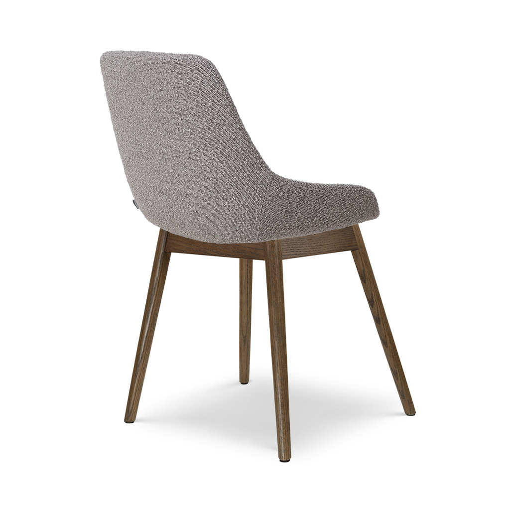 Nio-Isa eetkamerstoel bouclé taupe - walnoot houten onderstel
