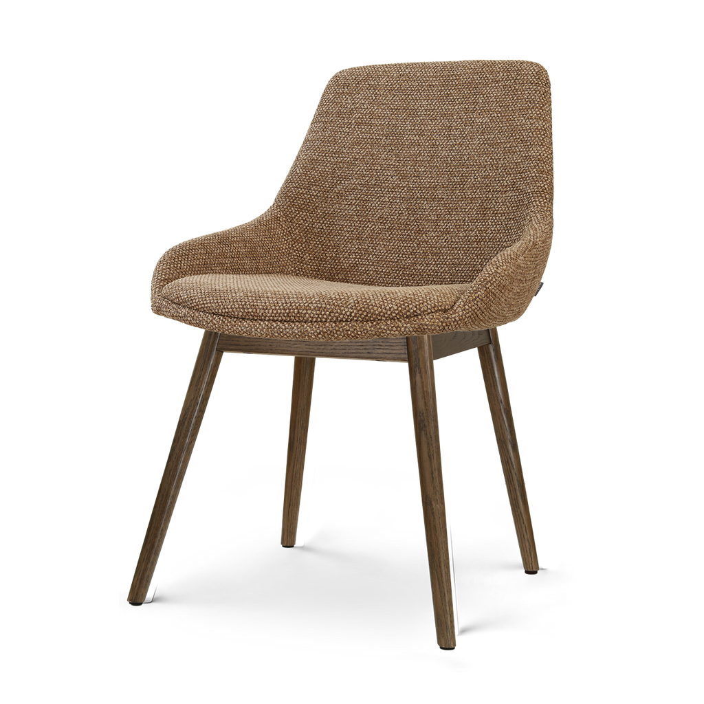 Nio-Isa eetkamerstoel bruin blend - walnoot houten onderstel
