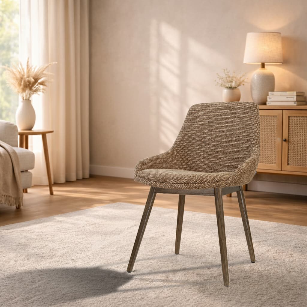 Nio-Isa eetkamerstoel bruin blend - walnoot houten onderstel
