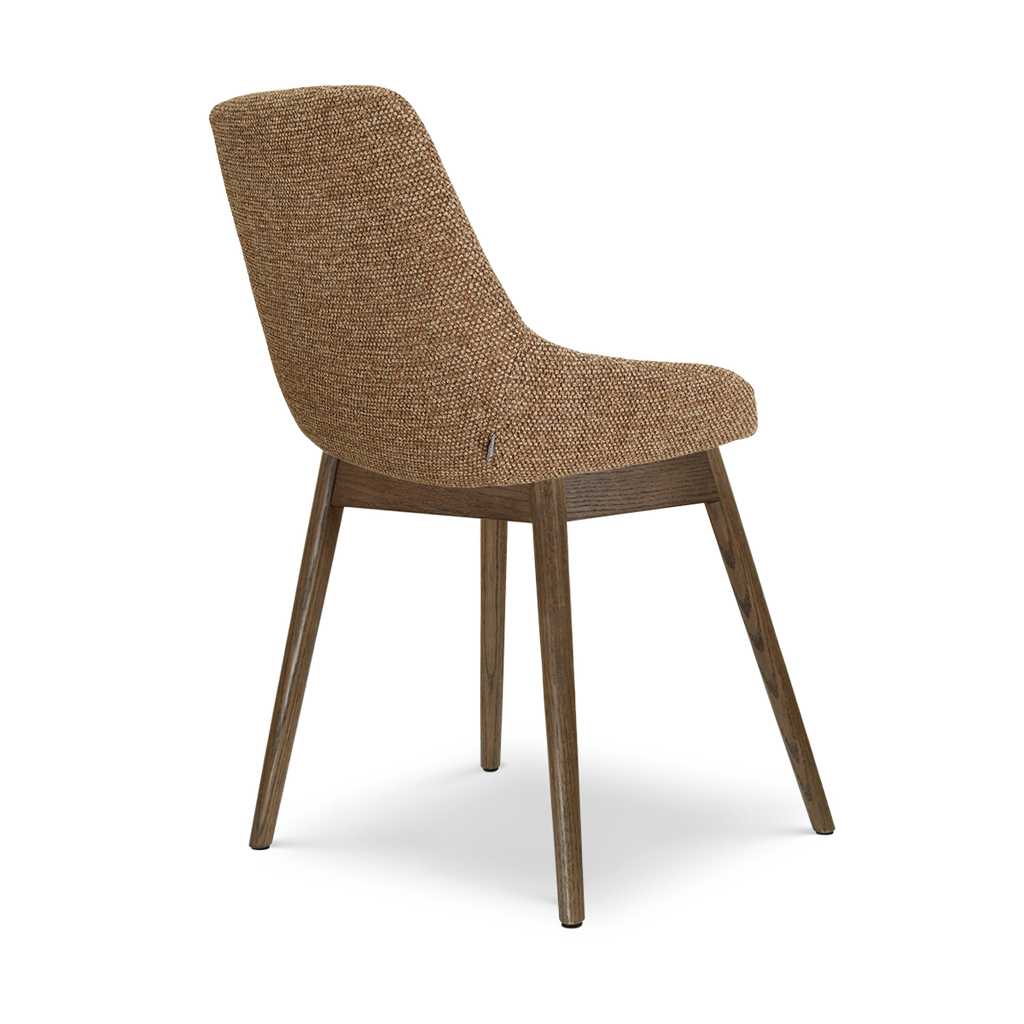 Nio-Isa eetkamerstoel bruin blend - walnoot houten onderstel