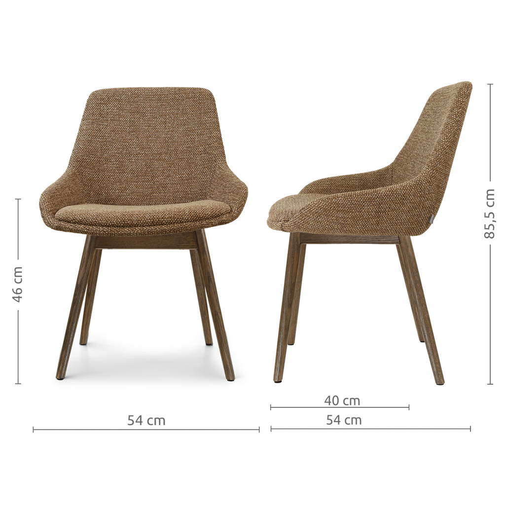 Nio-Isa eetkamerstoel bruin blend - walnoot houten onderstel