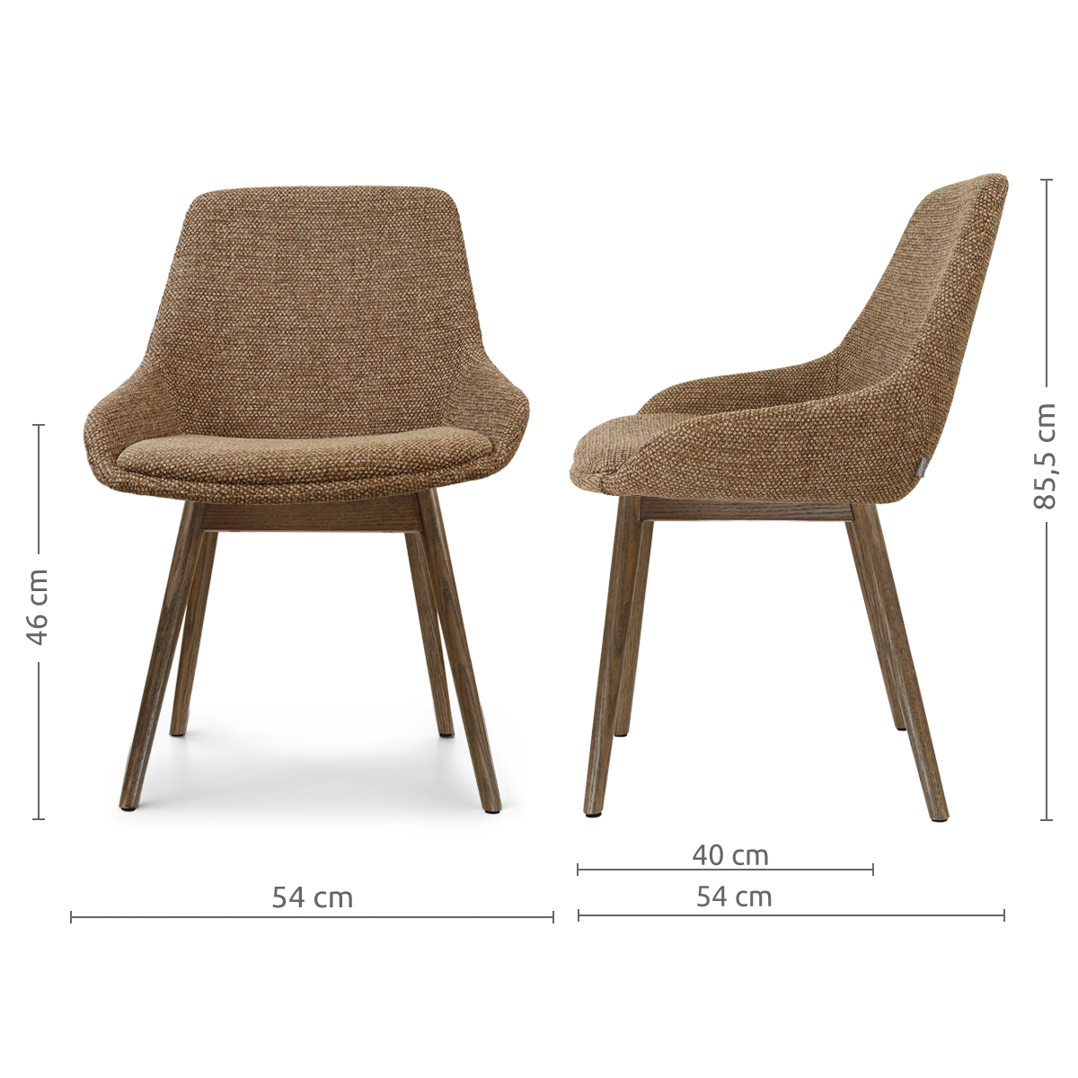 Nio-Isa eetkamerstoel bruin blend - walnoot houten onderstel