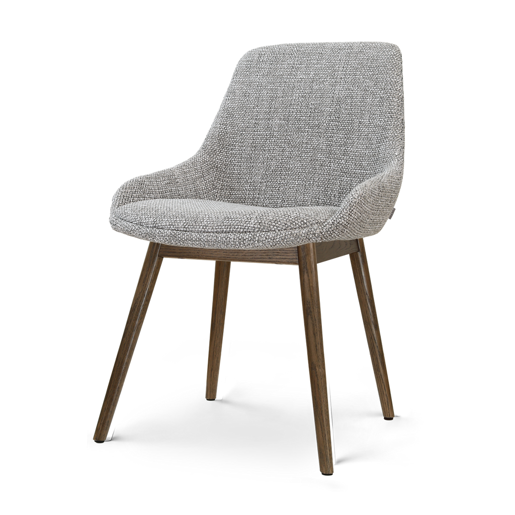 Nio-Isa eetkamerstoel grijs blend - walnoot houten onderstel