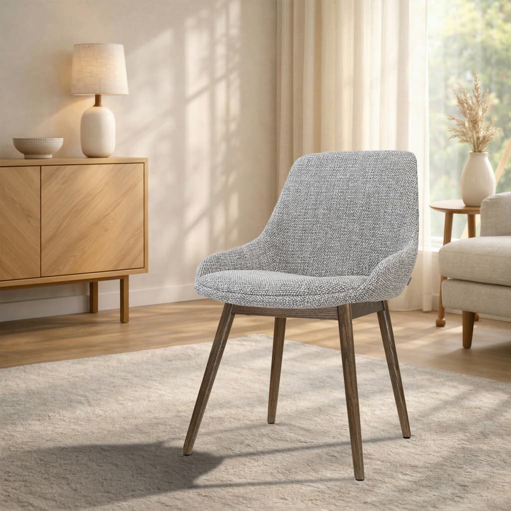 Nio-Isa eetkamerstoel grijs blend - walnoot houten onderstel