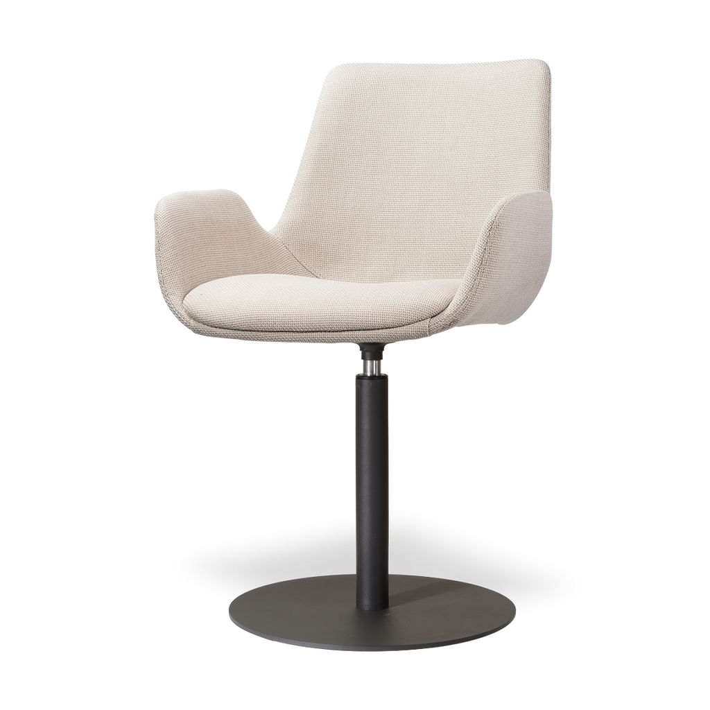 Niva-Eef draaibare tulp eetkamerstoel beige - mat zwart onderstel