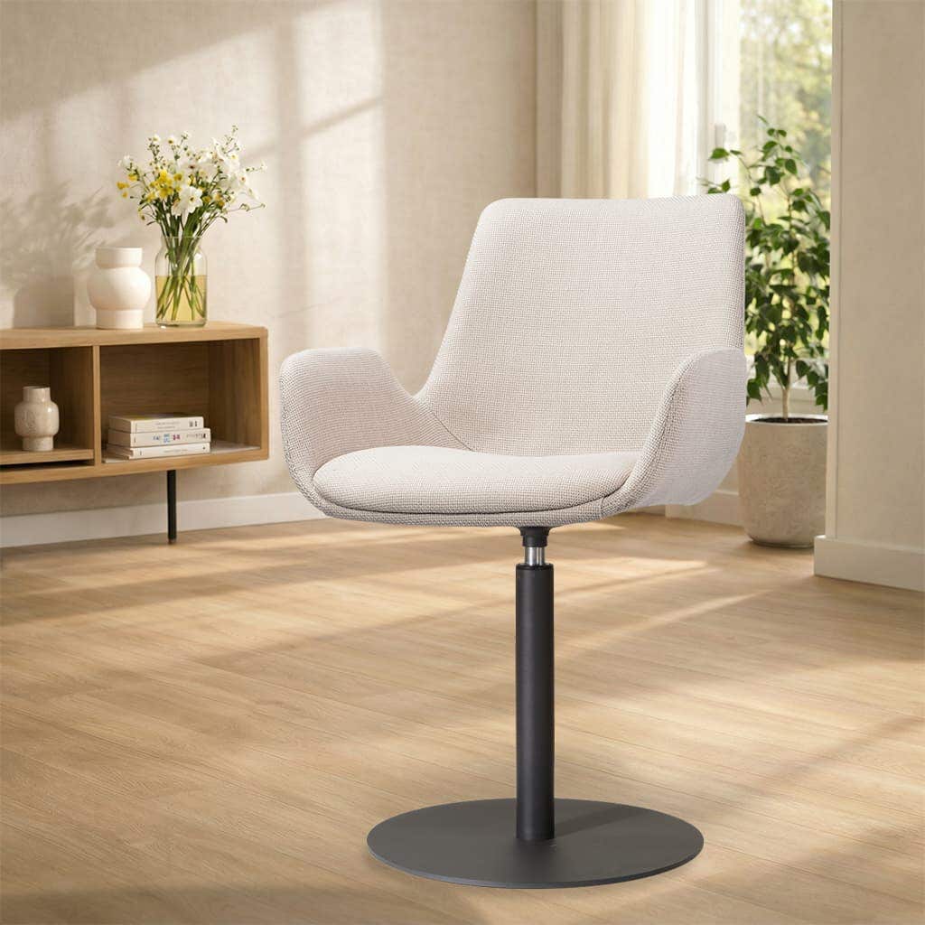Niva-Eef draaibare tulp eetkamerstoel beige - mat zwart onderstel