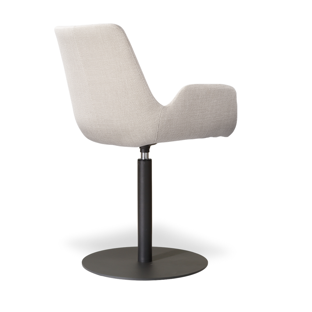 Niva-Eef draaibare tulp eetkamerstoel beige - mat zwart onderstel