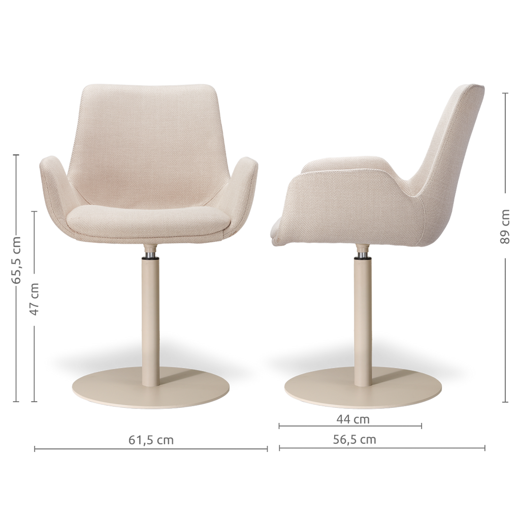 Niva-Eef draaibare tulp eetkamerstoel beige - beige onderstel