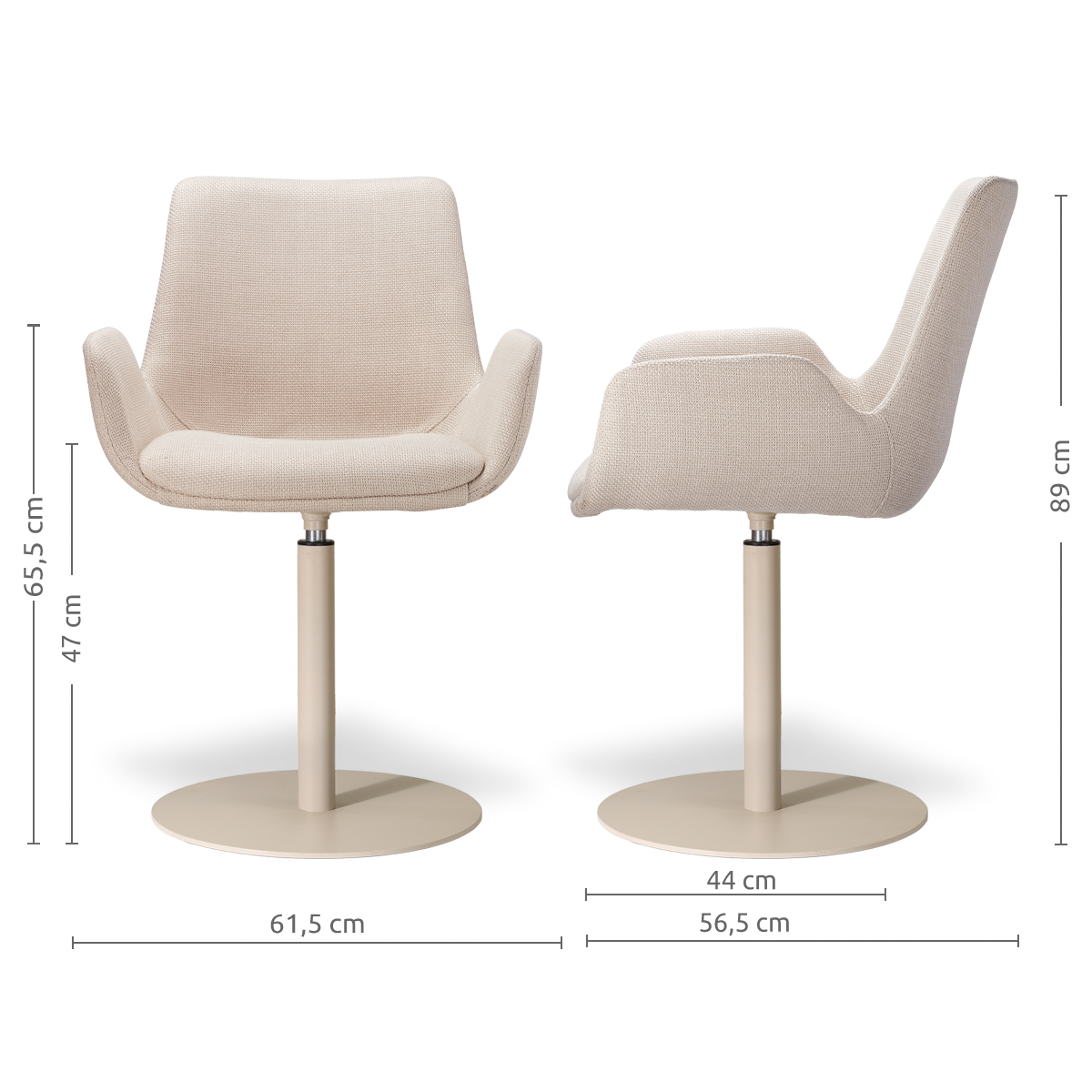 Niva-Eef draaibare tulp eetkamerstoel beige - beige onderstel
