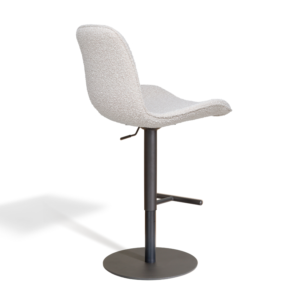 Niva-Fé draaibare tulp barkruk bouclé beige - verstelbaar - mat zwart onderstel