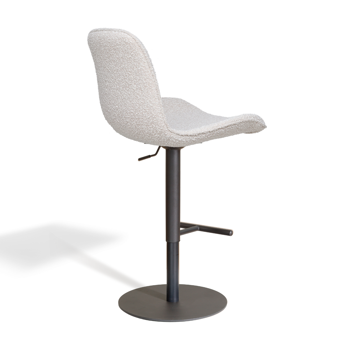 Niva-Fé draaibare tulp barkruk bouclé beige - verstelbaar - mat zwart onderstel
