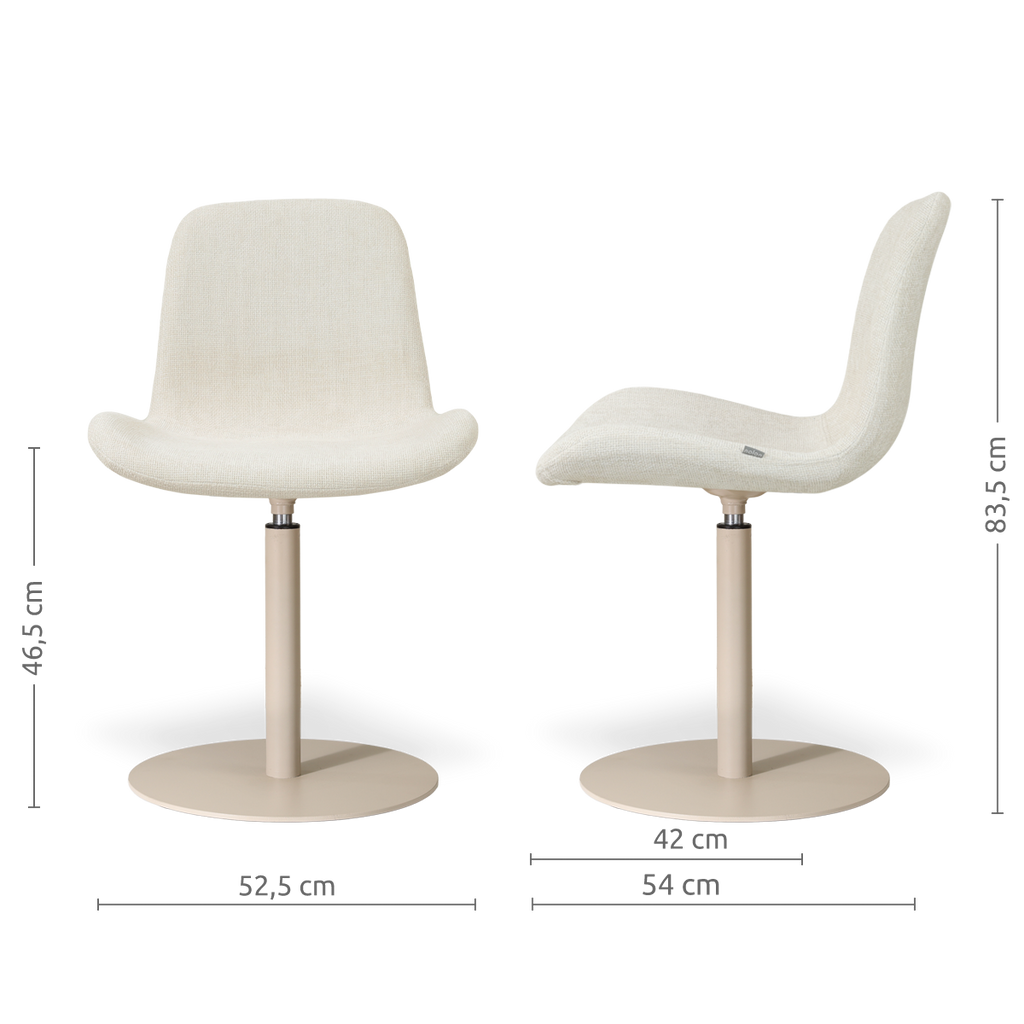 Niva-Fé draaibare tulp eetkamerstoel cottonbeige - beige onderstel