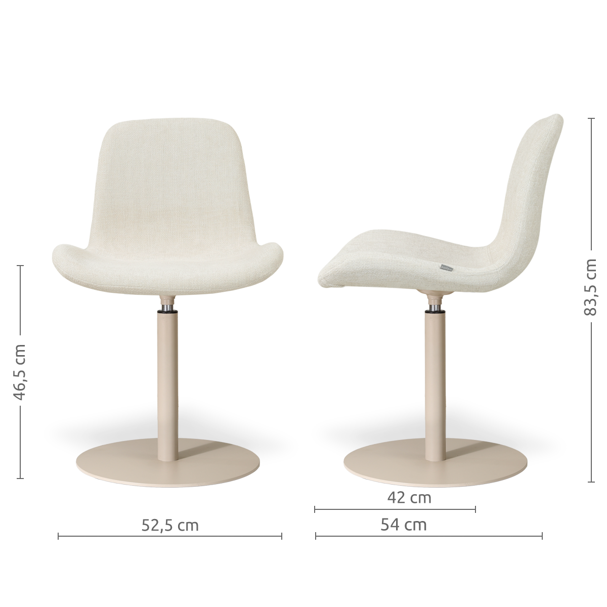 Niva-Fé draaibare tulp eetkamerstoel cottonbeige - beige onderstel